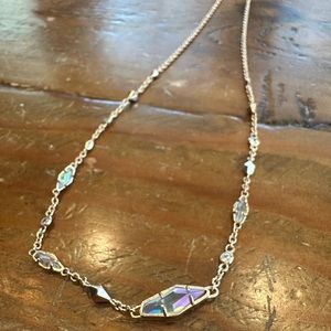 Kendra Scott rose gold adjustable crystal jewel iridescent necklace